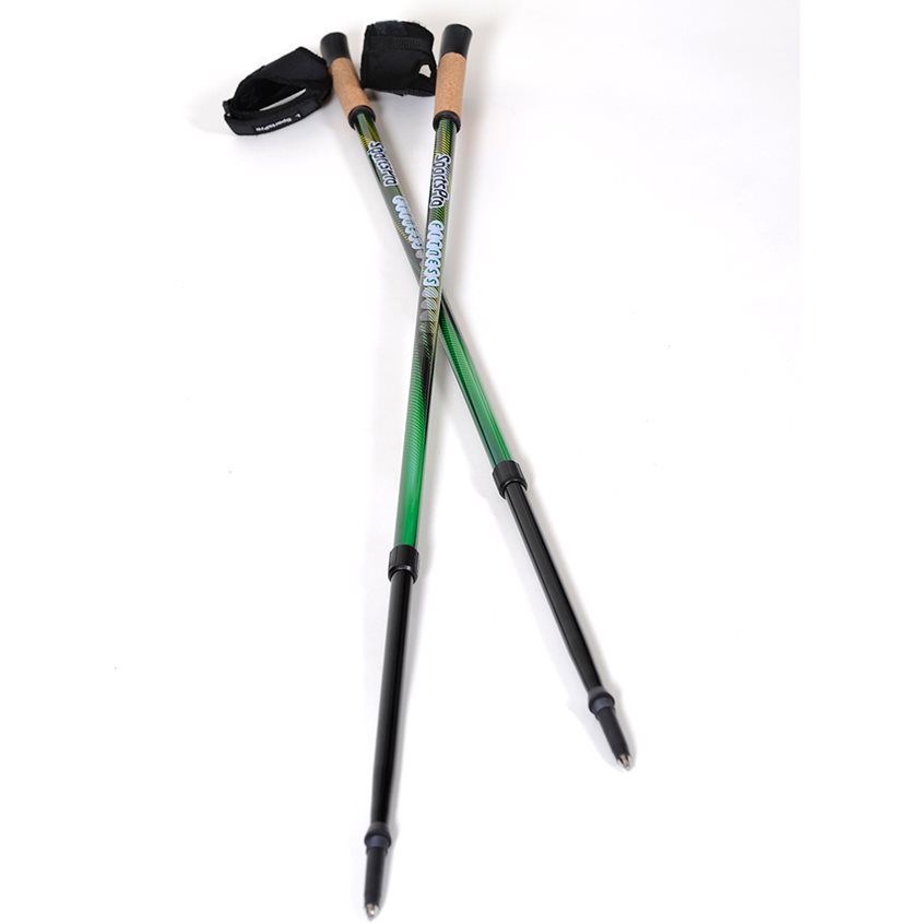 BungyPump SportsFitness -kävelysauvat vihreällä rungolla ja korkkikahvoilla