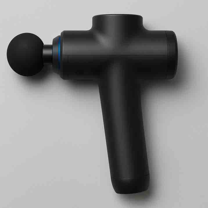 Musta lihashuoltovasara harmaalla taustalla, esillä sivusuunnasta.